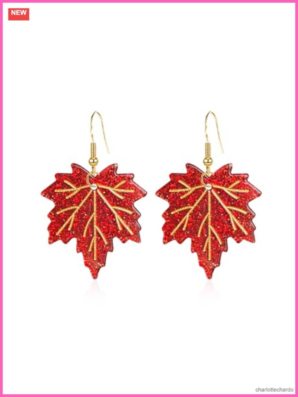 Maple Leaf Dangle Earrings Acrylic Metal Fall Thanksgiving Jewelry